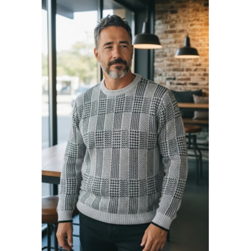 Vintage Club Room Sweater Mens XL Black White Chunky Knit Grandpacore Cabincore